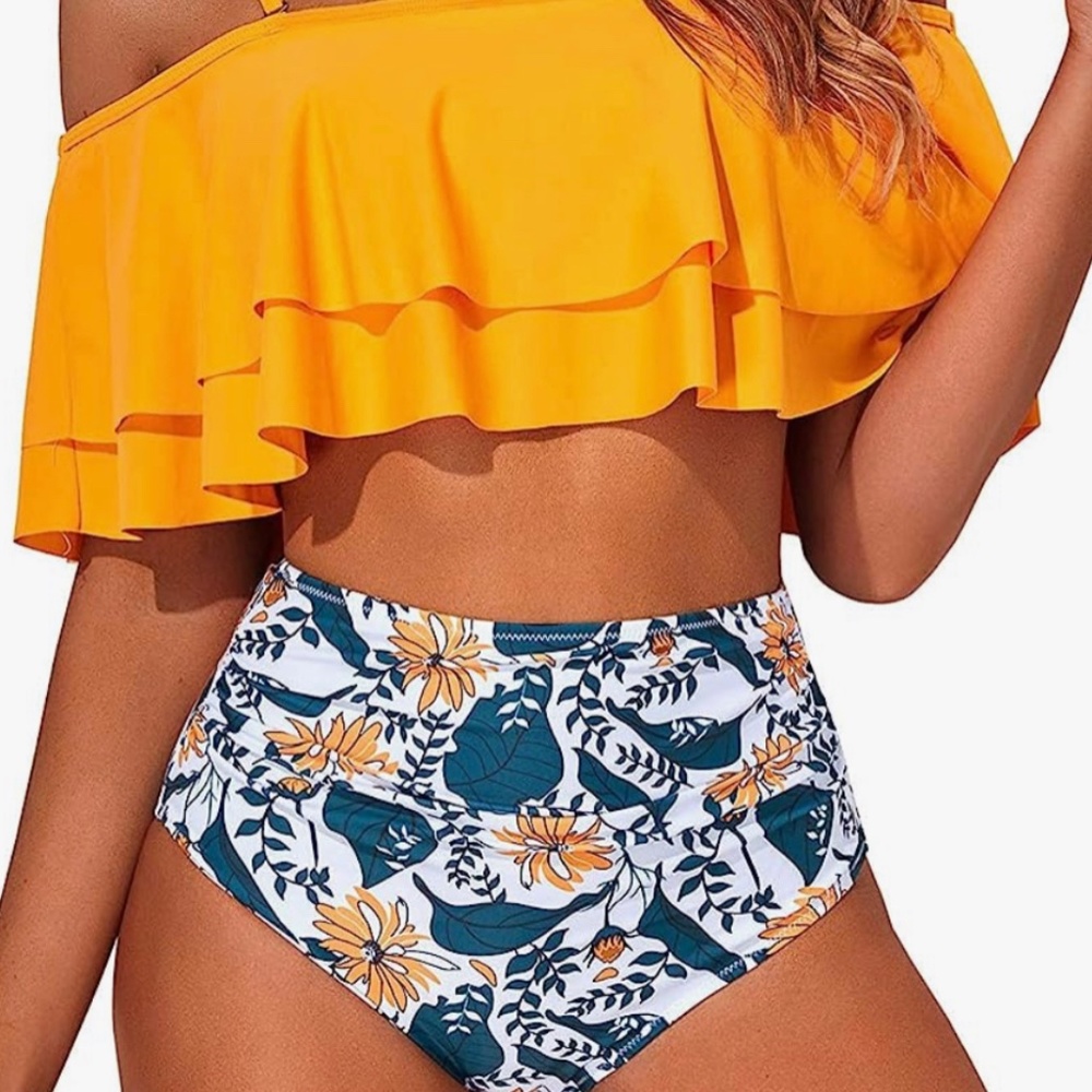 Cute two piece high rise bikini